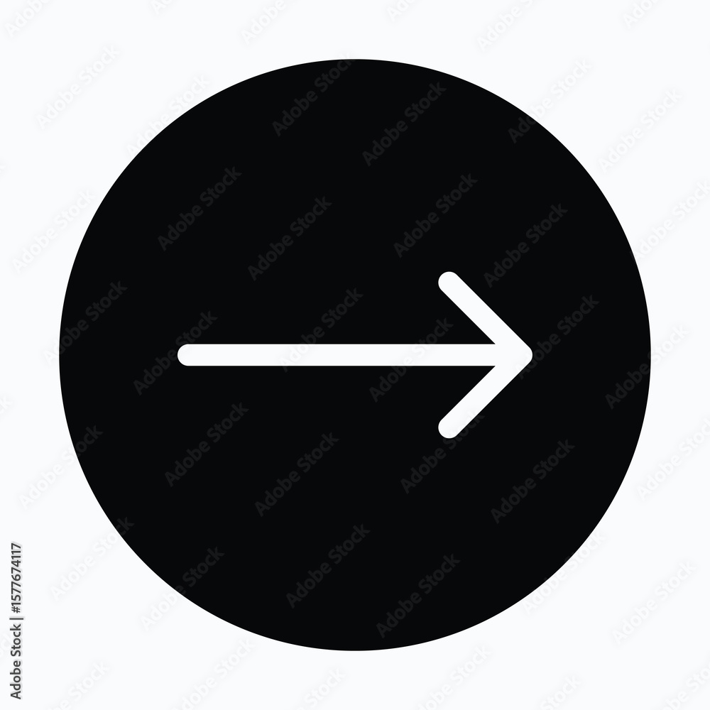 Right Arrow Circular Icon For User Interface, Isolated Vector Icon. Right Arrow Circular Icon For User Interface, Isolated Vector Icon.