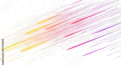 Vibrant glowing streaks in a dark space setting create an abstract backdrop with bright lines and radiant particles.