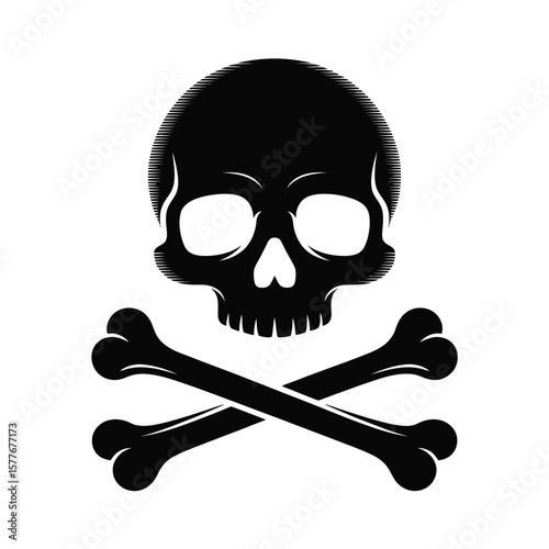  Crossbones Death Symbol Vector Icon Ideal for Mobile Apps, Video Games, Warning Signs, Halloween Graphics, Pirate Themes, Stickers, and Scary Digital Art