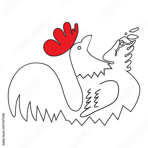 Rooster icon, black vector silhouette of farm chicken bird illustration for agriculture, poultry, or rural themes