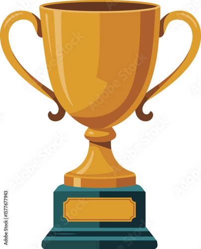 Flat vector Trophy cup award icon. Winner first position and competition theme. Isolated design. Vector illustration