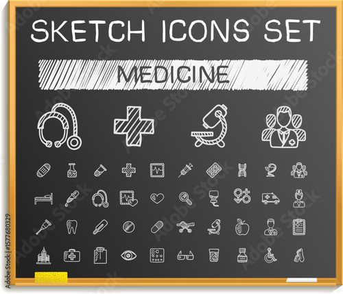 Sketch Icons set Medicine