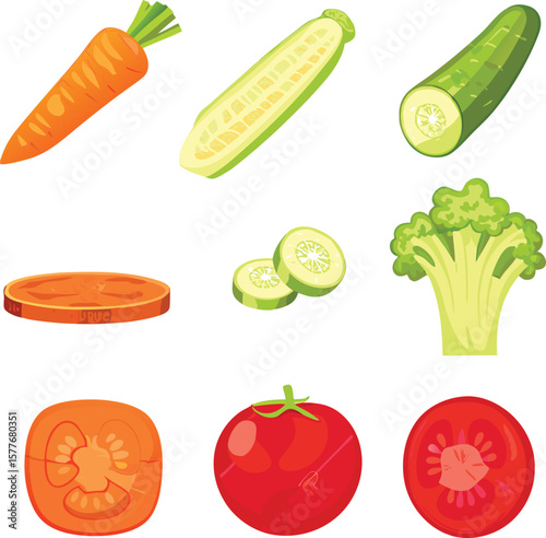 Assorted Fresh Vegetables Cartoon Illustration