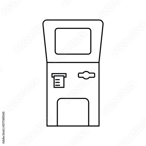 atm machine lineal icon with white background vector stock illustration