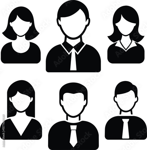 collection of professional avatar icons, black and white business profiles
