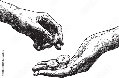 hand with money line art