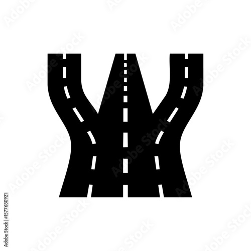 Simple road intersection graphic. Ideal for transportation, urban planning, city infrastructure, and trafficrelated concepts in graphic design projects.