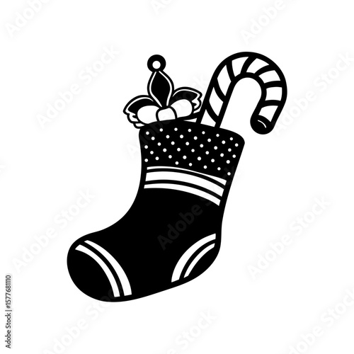 Christmas stocking with candy line art