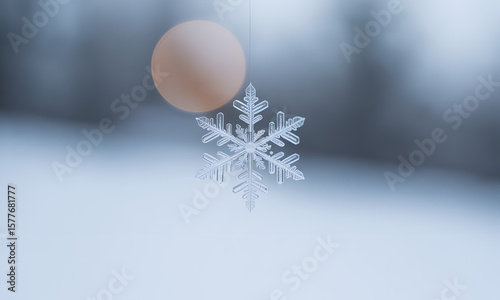 Snowflake on frosted windowpane