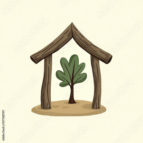 vector illustration of a tree in a pot