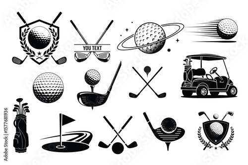 Golf Icons Collection Vector Clipart Set