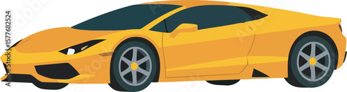 A stylized illustration of a bright yellow sports car, side view.