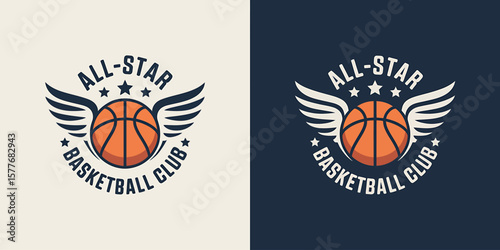 Dynamic all star basketball logo design with dynamic lines and star elements