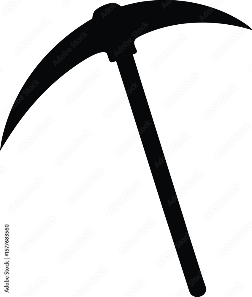 Pickaxe silhouette bold vector design for mining and