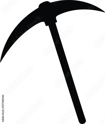 Pickaxe silhouette bold vector design for mining and