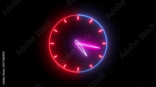Wallpaper Mural Glowing Neon Colorful Clock Icon Animation.Modern Neon watch Icon Animation.Bright Futuristic Timepiece watch Symbol with Smooth Moving Hands for Digital UI Design, Scheduling, and Motion Graphics Pro Torontodigital.ca