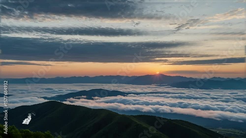 sunset in the mountains Seamless looping 4k time-lapse animation video background 