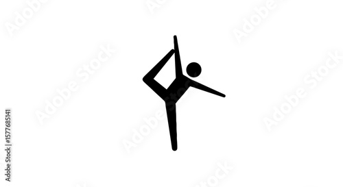 Silhouette of person doing yoga balance pose on white background  