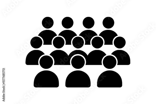 Group of black silhouettes representing people in crowd setting  