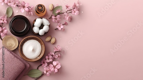 Spa Beauty Products with Pink Flower