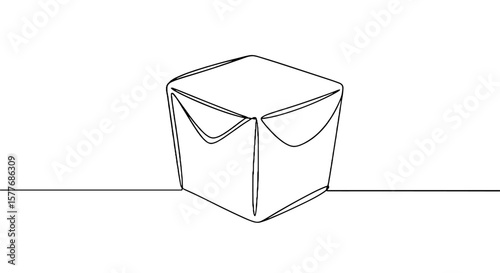 Outline drawing of food takeout box in simple design  