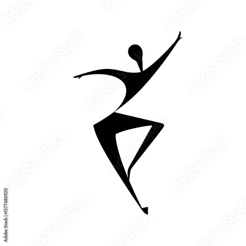Abstract silhouette of a dancing figure in black and white  