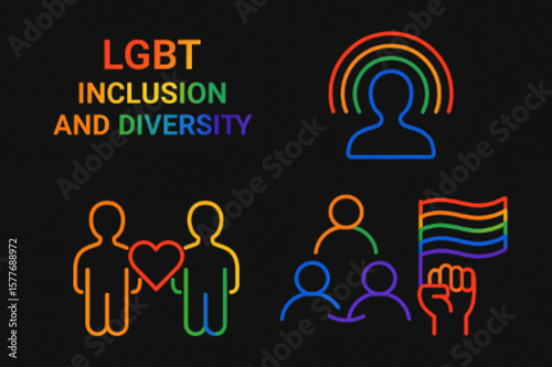 LGBTQ+ Pride: Neon Icons for Inclusion & Diversity