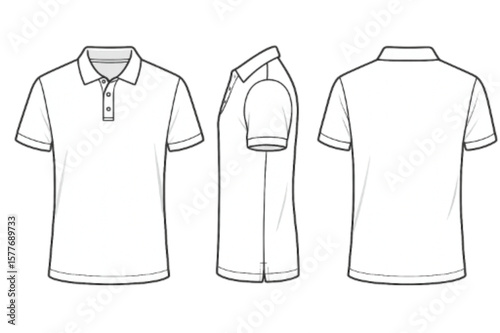 Polo Shirt Design Template: Front, Back, and Side Views