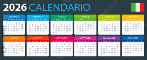2026 Calendar - vector illustration, Italian version