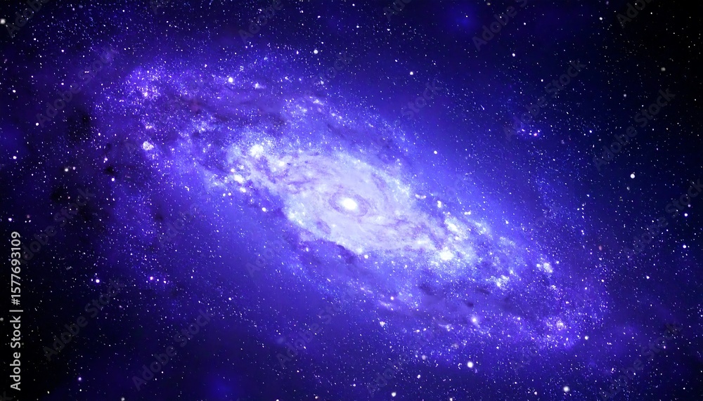 Fototapeta premium Luminous Purple-Blue Galaxy Core in Celestial Landscape