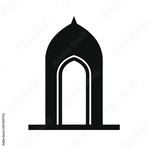 Minimalist silhouette of a church door for spiritual places religious buildings and peace design