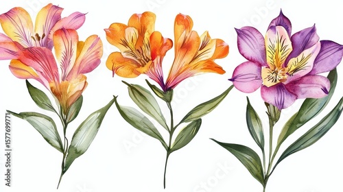 Seamless Design of Colorful Alstroemeria for Textiles