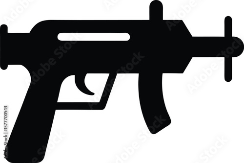 Thompson black and white submachine gun vector 