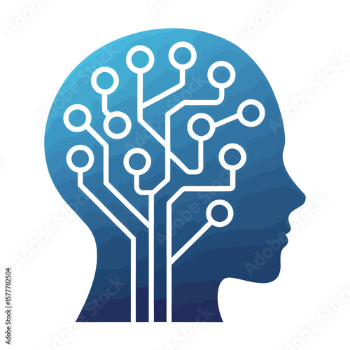 Digital Mind: A captivating visual concept merges the human mind with technological innovation, where the silhouette of a head is overlaid with a network of interconnected circuits.
