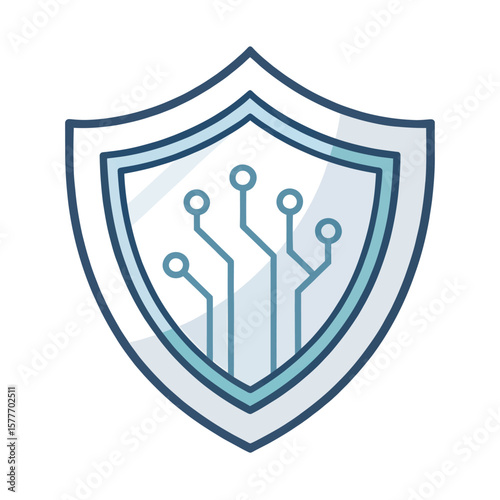Digital Shield: A minimalist shield icon symbolizing the unwavering protection and fortification of digital data.  Showcasing the concepts of security and safeguarding