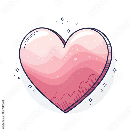 Heartfelt Radiance: A beautifully crafted heart, awash in a gradient of pink hues, gently radiates with an aura of love and affection.