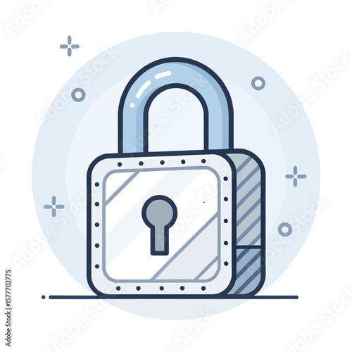 Security Lock Icon: A line drawing illustration featuring a secure metal lock, symbolizing safety and protection in a minimalist design