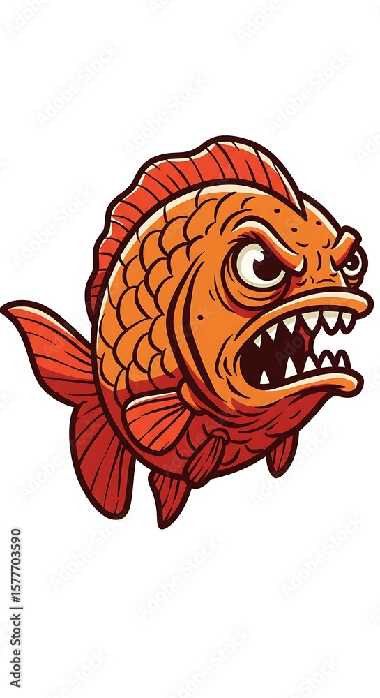 Obraz premium 怒りの金魚：鮮やかなデジタルイラスト