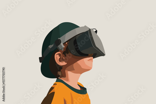 child wearing vr headset