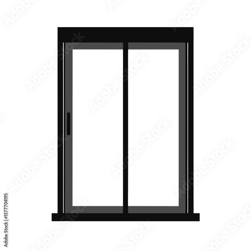 Minimalist sliding door for patios rooms or office projects in line illustration style