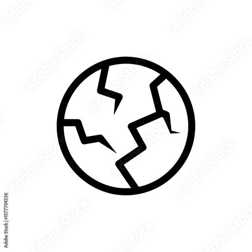Earth with cracked surface in outline style for environmental themes