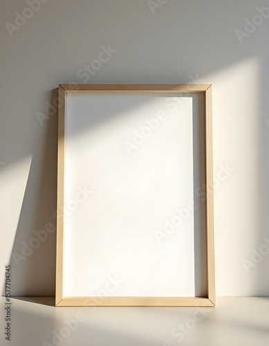 Minimalist modern photo frame. Minimal photo frame for mock up. Clean and simple style home decoration. pink and blue color tone. Aesthetic interior design. relax and chill. key up.