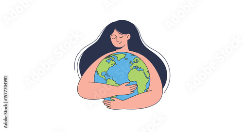 Illustrating a person embracing our beautiful planet earth with a gentle touch promoting environmental awareness