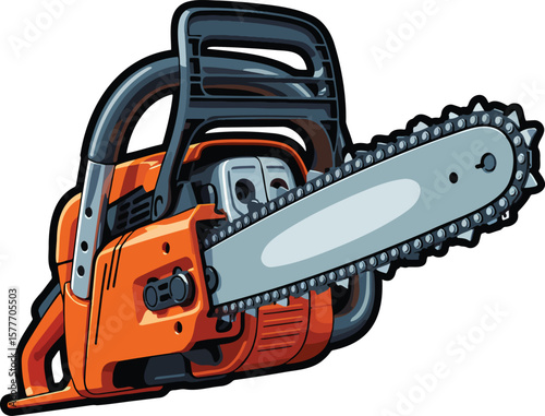 Chain saw colorful illustration isolated on transparent background