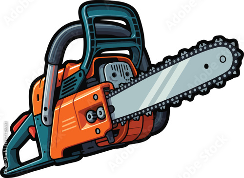Chain saw colorful illustration isolated on transparent background