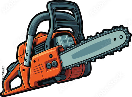 Chain saw colorful illustration isolated on transparent background