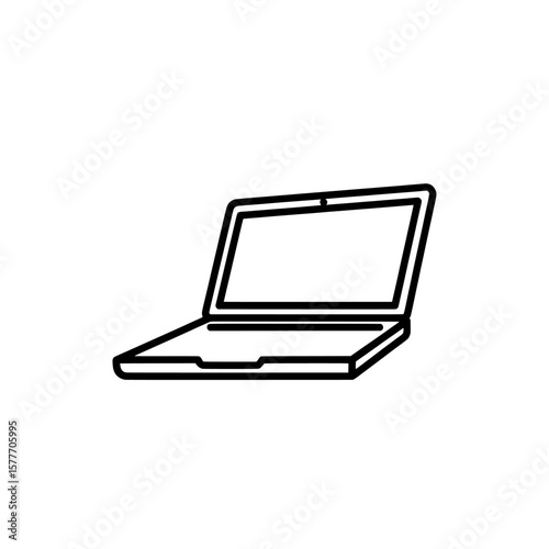 Open laptop with display screen on a black background