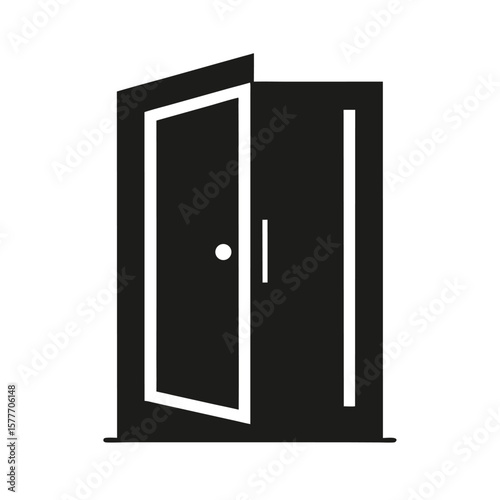 Clear line silhouette of a wardrobe door for closet storage or fashion brand templates