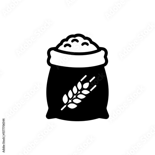 Bag of grain or flour with wheat symbol on front