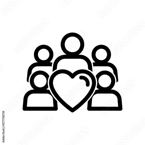 group of people with heart symbol representing community and care
